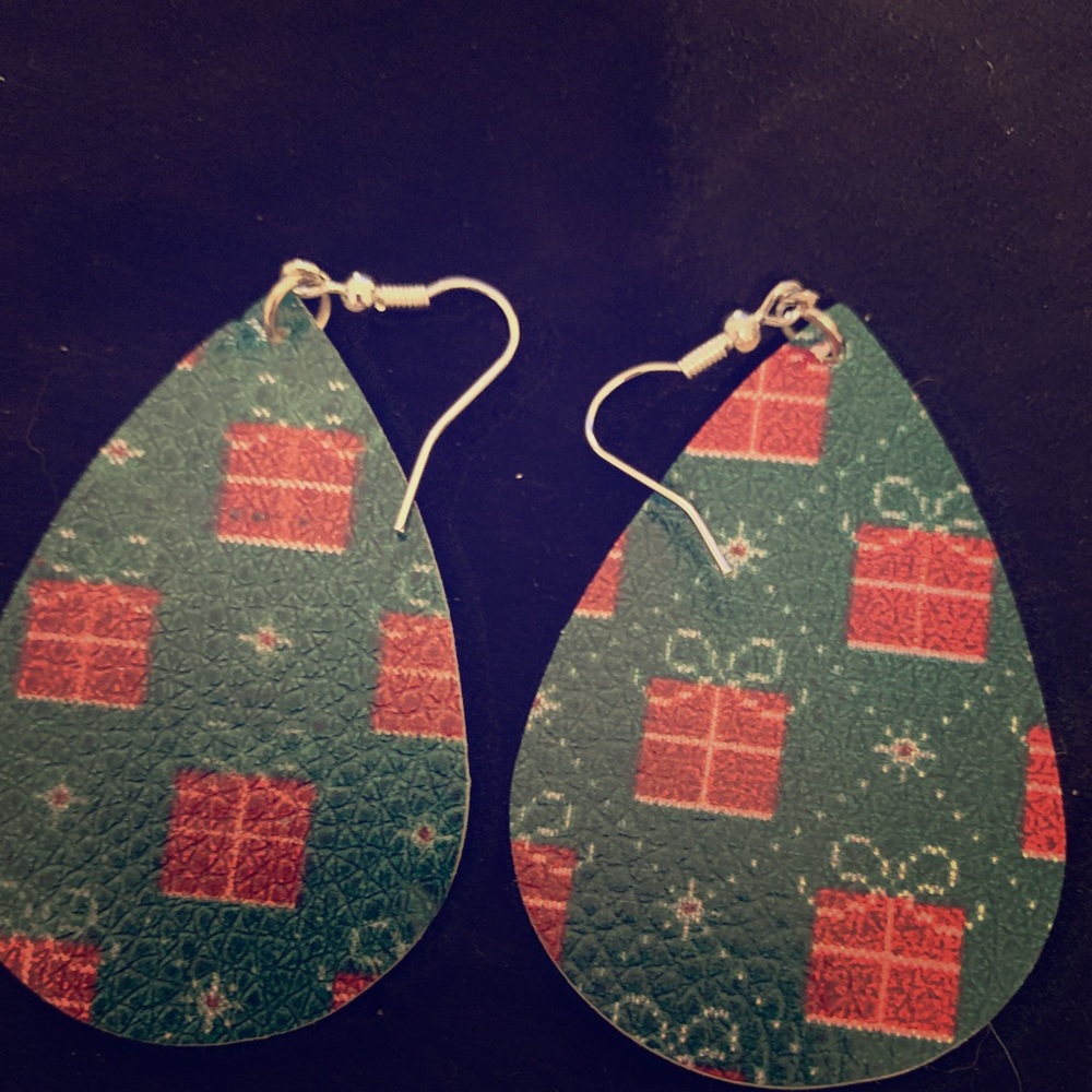 Faux leather teardrop earrings